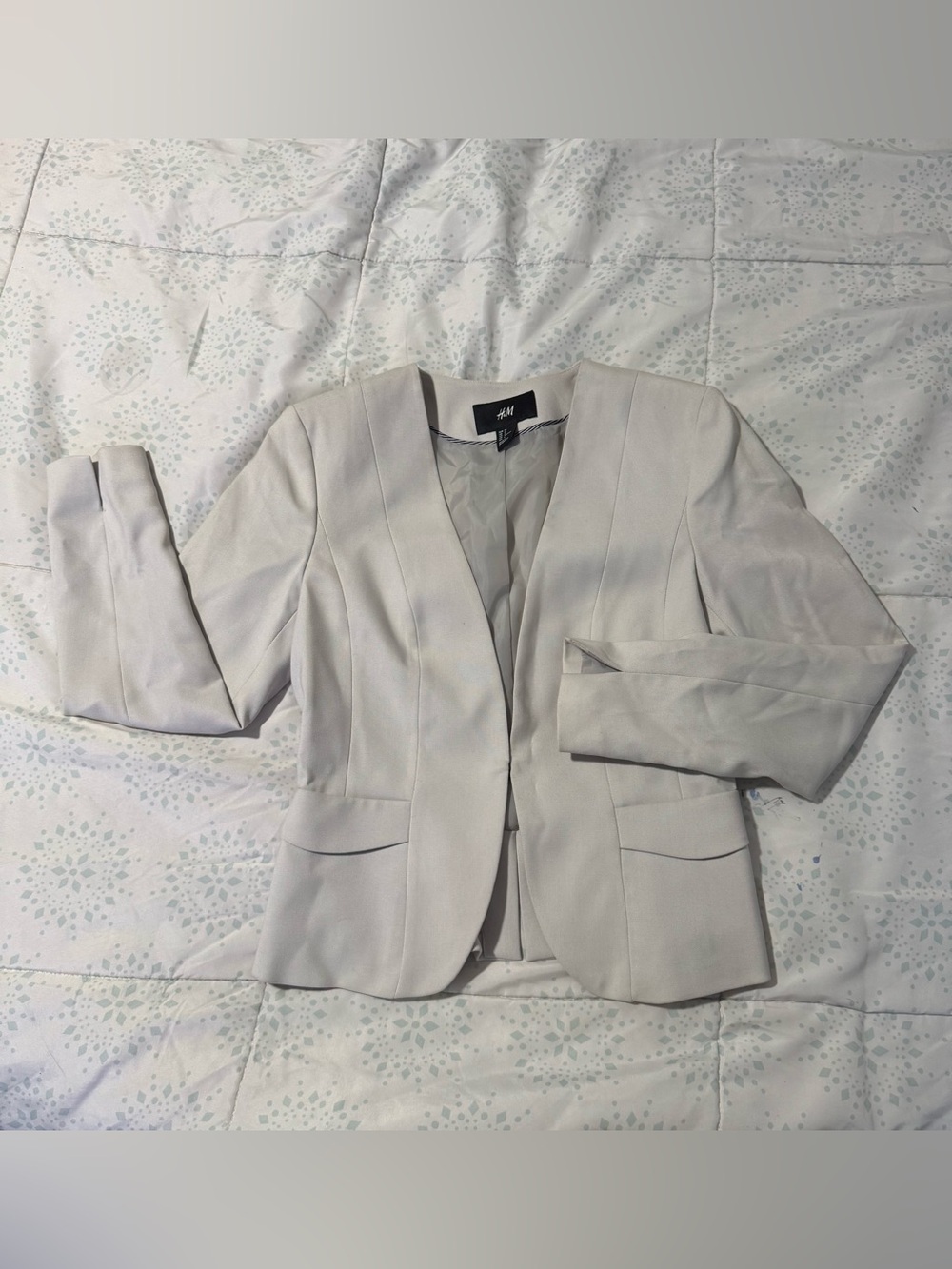 H&M Women's Light Cream Open-Front Blazer